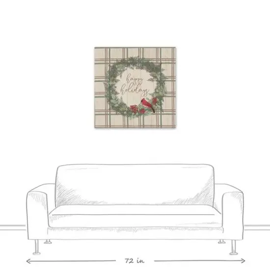 Happy Holidays Plaid Canvas Wall Art {6}
