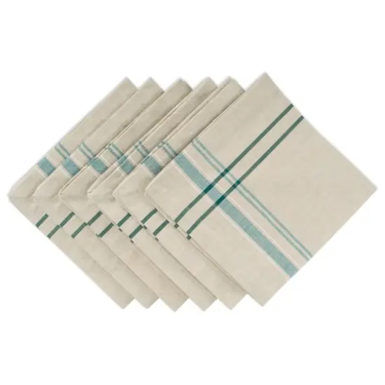 DII&reg; French Stripe Cloth Dinner Napkins, 6ct. Teal/Cream {1}