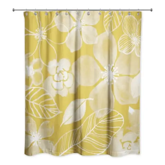 Watercolor Flowers Shower Curtain Yellow {1}