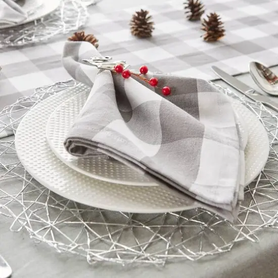 DII&reg; Buffalo Check Oversized Napkin, 6ct. Gray/White {7}