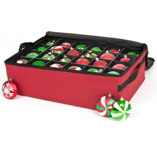 Santa's Bag 48ct. 3" Christmas Ornament Storage Box with Clear Lid {5}