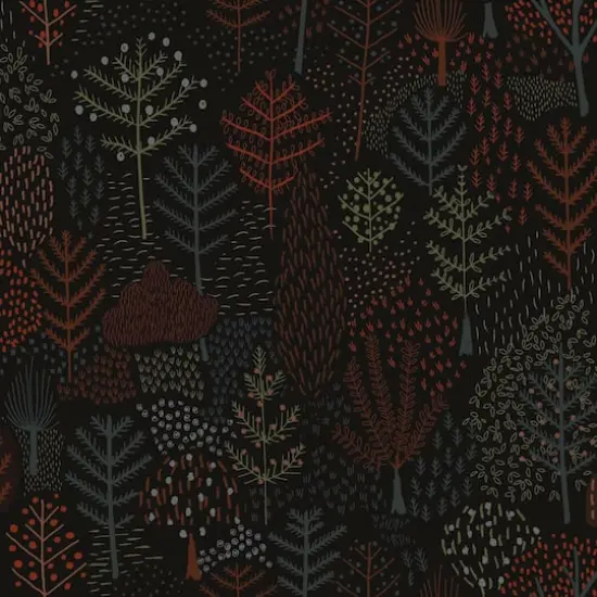 RoomMates Folklore Trees Peel & Stick Wallpaper Black/Green {1}