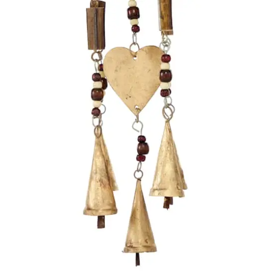 33" Gold Metal Charmed Hearts Coastal Windchime {3}
