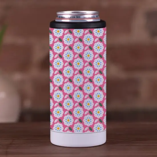 12oz. Pink Mod Flower Pattern Koozie {3}