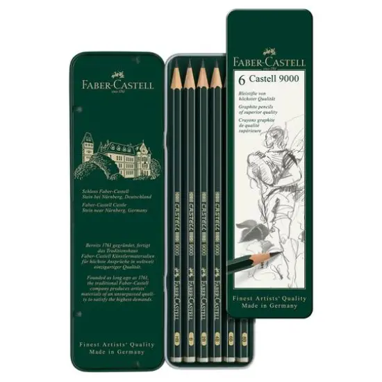 Faber-Castell&reg; 9000 Graphite 6 Pencil Tin Set {1}