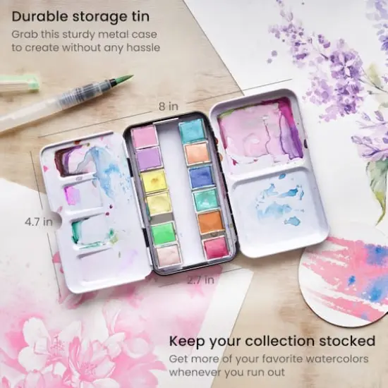 Arteza&reg; Pastel Watercolor Half Pan Set {7}
