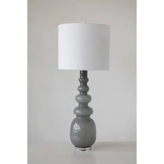 Hello Honey® 41" Glass Floor/Table Lamp with White Linen Shade {5}