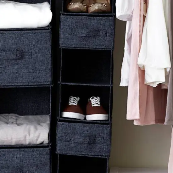 Household Essentials 11.5" Denim Blue Collapsible Cotton Blend Rectangular Storage Drawer, 2ct. {3}