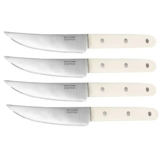 Martha Stewart Everyday 4-Piece White Stainless Steel Steak Knife Set {1}
