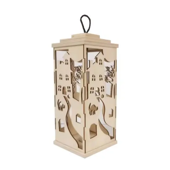 10" DIY LED Haunted House Wood Lantern D&eacute;cor by Make Market&reg; {4}