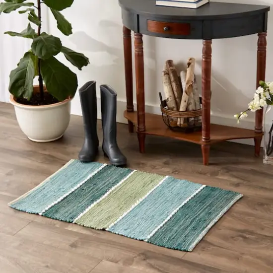 DII&reg; Color Block Cotton Chindi Rug, 2ft. x 3ft. Jadeite {5}