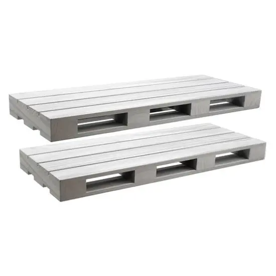 Sorbus Gray Wood Pallet Style Floating Shelf, 2ct. {1}