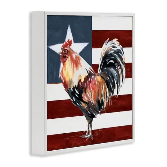 Stupell Industries Americana Rooster Single Star United States Flag Framed Giclee Art White {4}