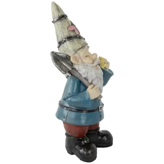 15.25" Gnome with Shovel Outdoor Garden Statue {5}