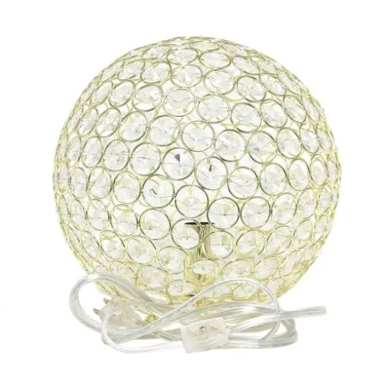 Lalia Home 10" Medium Metal Crystal Round Orb Table Lamp Gold {9}