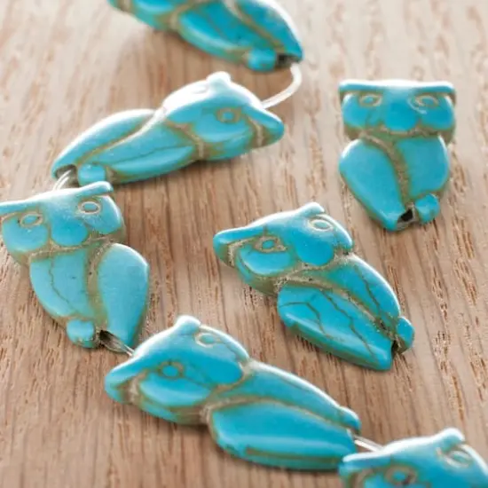 Turquoise Howlite Owl Beads by Bead Landing&trade;, 24mm {3}