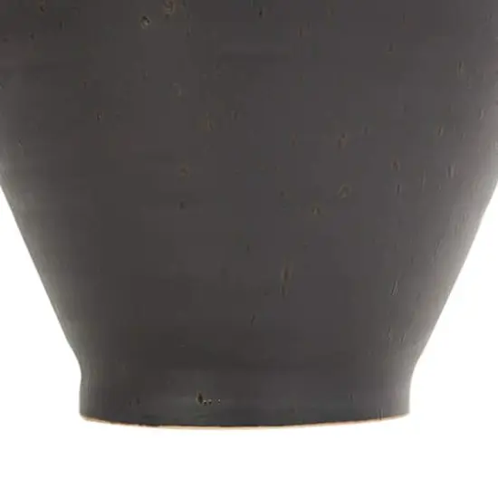 15" Black Ceramic Amphora Vase with Speckled Texture & Ring Handles {6}