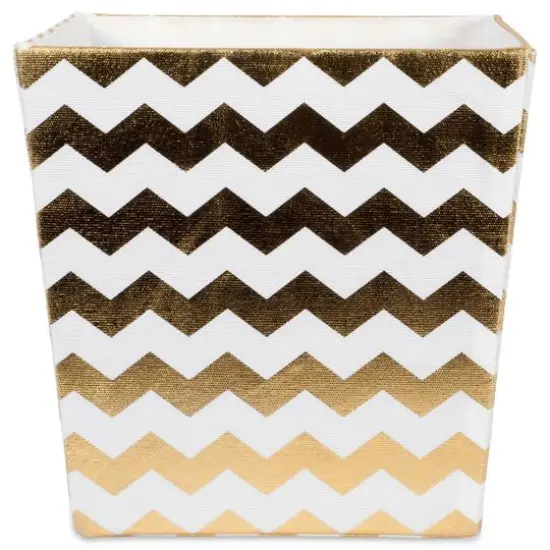 DII&reg; 11" Trapezoid Polyester Chevron Storage Bin Gold {6}