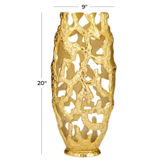 20" Contemporary Aluminum Vase Gold {8}