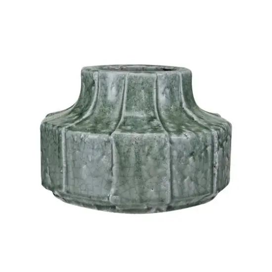 Hello Honey® 9" Green Crackle Glaze Terra Cotta Vase Planter with Embossed Lines {4}