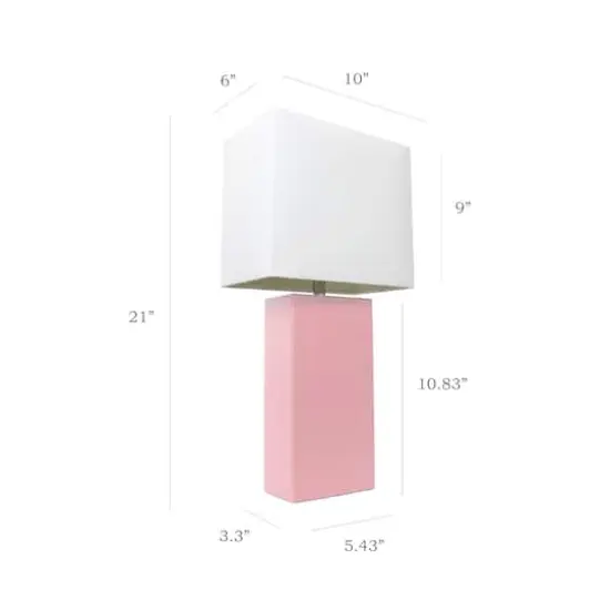Elegant Designs&trade; 2 Pack Leather Table Lamps with White Shades Pink and White {4}