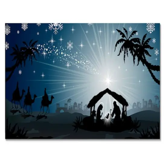 Designart - Christmas Nativity Scene with Three Wise Men - Canvas Art Print {1}