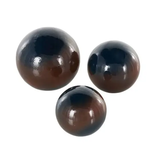 Blue with Brown Stripe Abstract Brushed Decorative Orbs & Vase Filler Set {8}