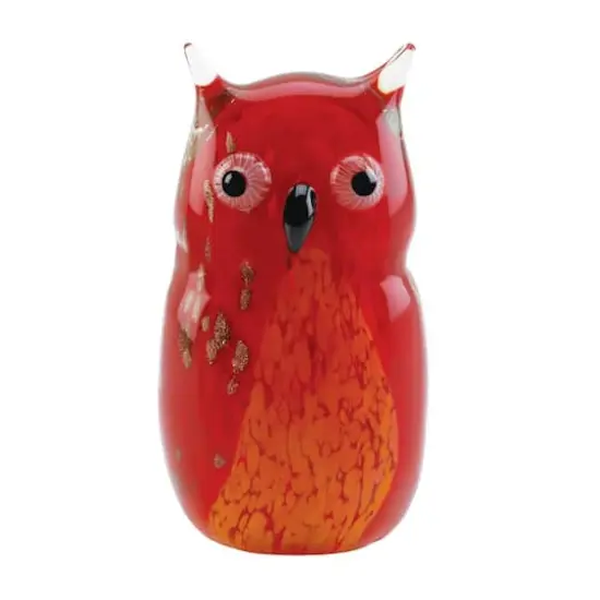 5" Red Art Glass Owl Figure {1}