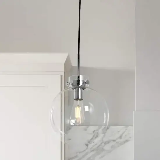 Hello Honey&reg; Robert Stevenson Lighting Marson 15" Clear Glass & Chrome Metal Ceiling Light {3}