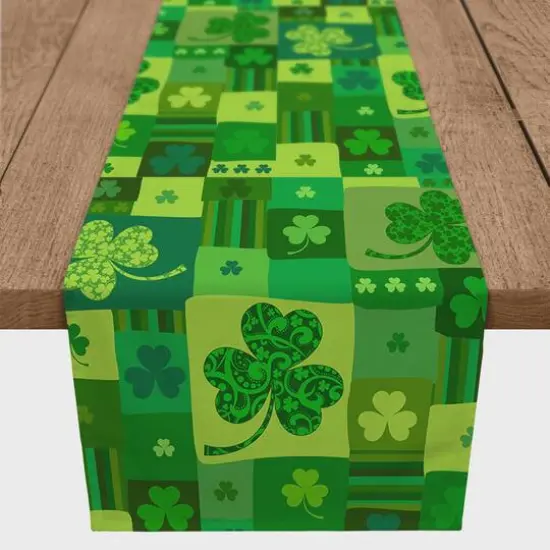 St. Patrick's Day Clover Patchwork Twill Table Runner {1}