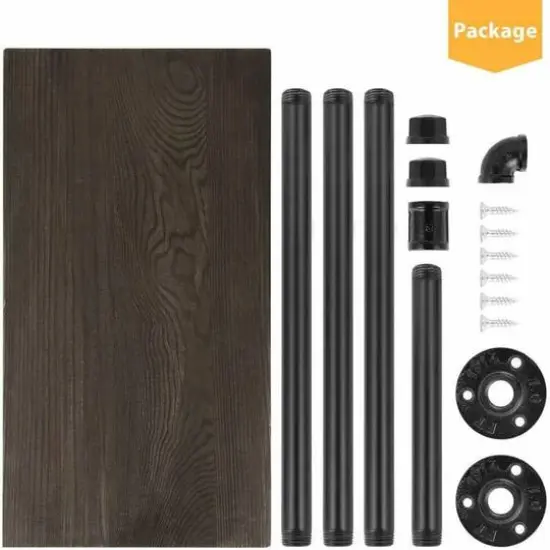 NEX&trade; 25.5" Iron Black Freestanding Toilet Paper Stand with Rustic Wood Base {5}