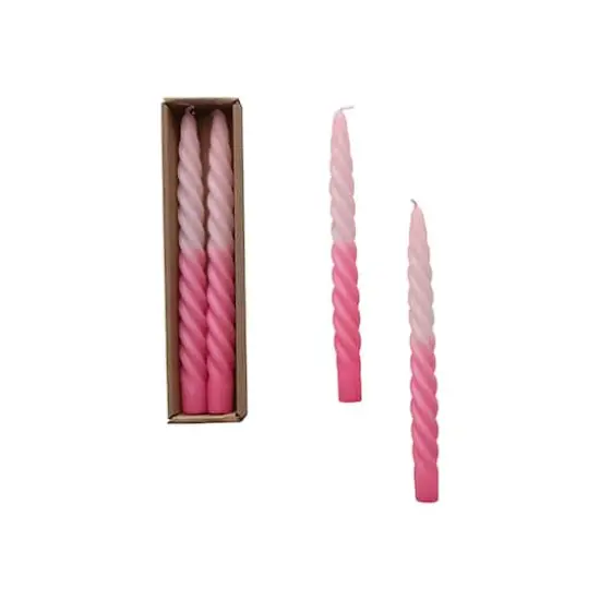 Hello Honey&reg; 10" Ombre Unscented Twisted Taper Candles, 2ct. Pink {1}