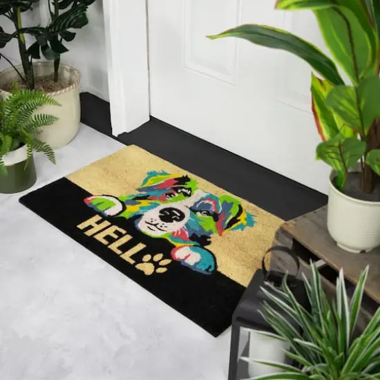 Multicolor Dog Hello Doormat {4}