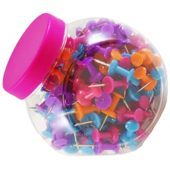 JAM Paper Colorful Push Pin Jar, 2ct. {1}