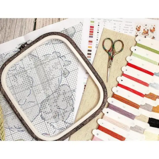 LetiStitch Pied Hens Counted Cross Stitch Kit {10}