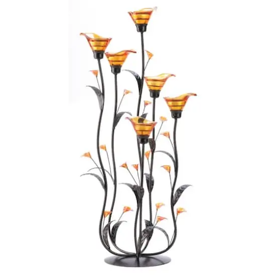 24" Amber Calla Lily Candle Holder {1}