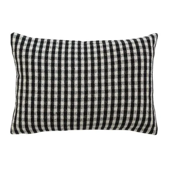 Hello Honey&reg; Gingham Woven Recycled Cotton Blend Lumbar Pillow Cover Black/White {1}