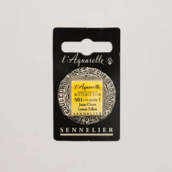 Sennelier French Artists' Watercolor Paint, Half Pan 501 Lemon Yellow {1}