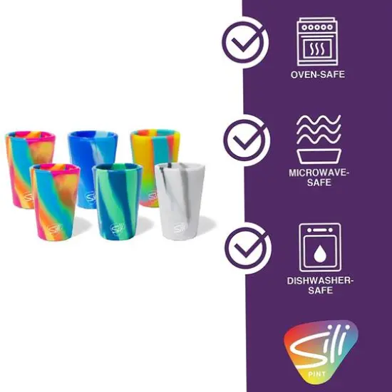 Silipint&reg; 1.5oz. Mixed Multicolor Swirl Silicone Shot-Glasses, 6ct. {3}