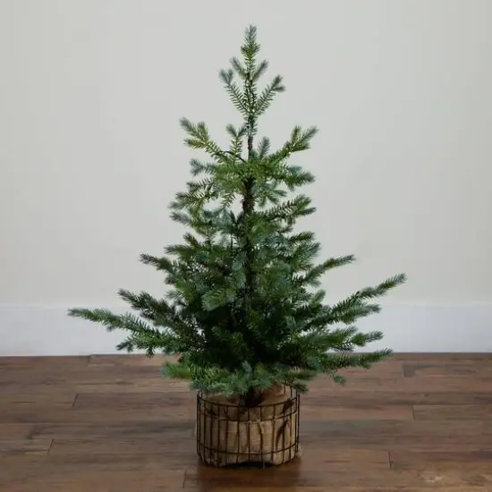 3ft. Pre-Lit Artificial Christmas Tree in Jute Wire Planter with 30 Warm White LED Lights {9}