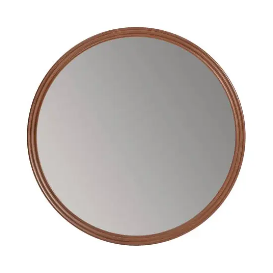 Habitat Decorative 30" Brown Carved Circular Wall Mirror {1}
