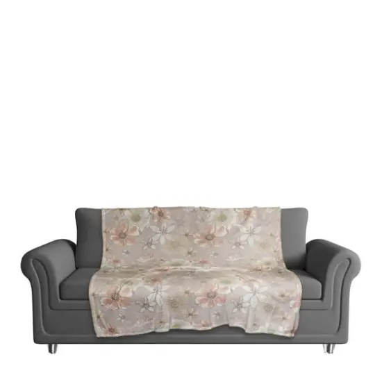 Watercolor Florals Coral Fleece Blanket Blush {4}