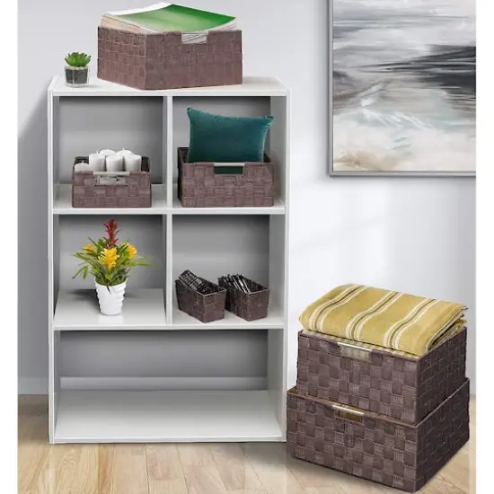 Sorbus 7-Piece Stackable Tote Basket Set with Handles Brown {3}