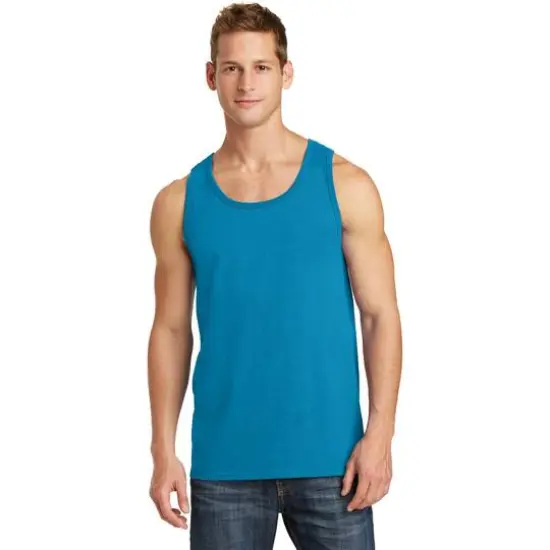 Port & Company&reg; Men's Core Cotton Tank Neon Blue {4}