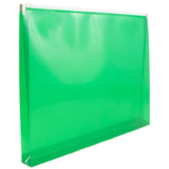 JAM Paper 9.75" x 13" Zip Closure Letter Booklet Plastic Envelopes, 12ct. Green {4}