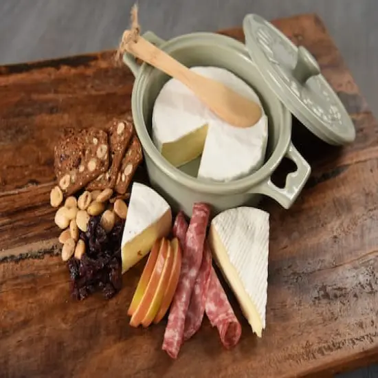 Hello Honey&reg; Farmhouse Round Lidded Stoneware Brie Bakers with Wood Spreaders Set {3}