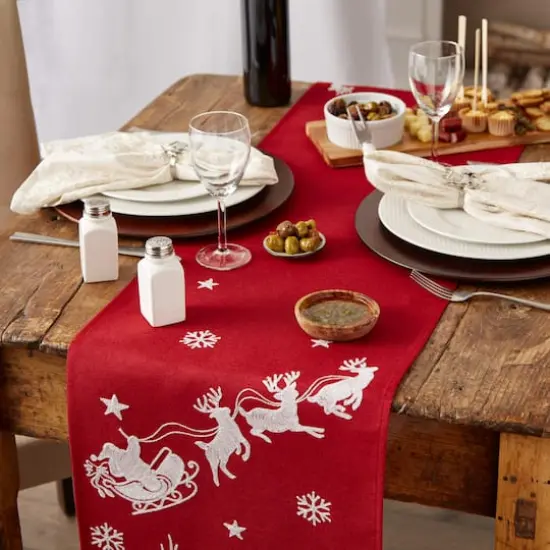 DII&reg; 70" Santa's Sleigh Embroidered Table Runner {6}