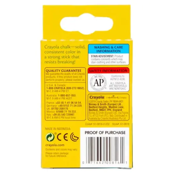 Crayola&reg; Multicolor Children's Chalk, 36 Packs of 12 {4}