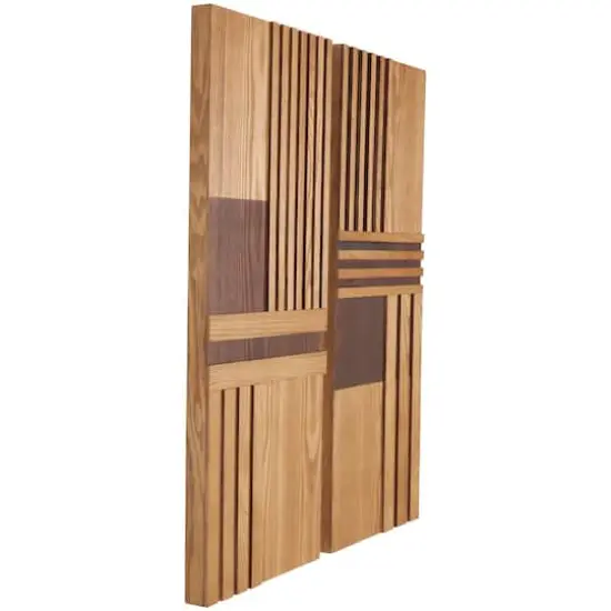 32" Brown Wooden Geometric Handmade Two-Toned Wall D&eacute;cor Set {5}