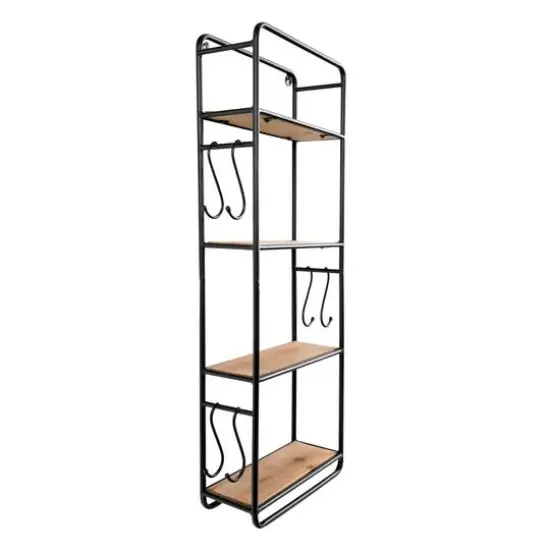 Hello Honey&reg; 32" Metal & Wood Shelf With Hooks {4}